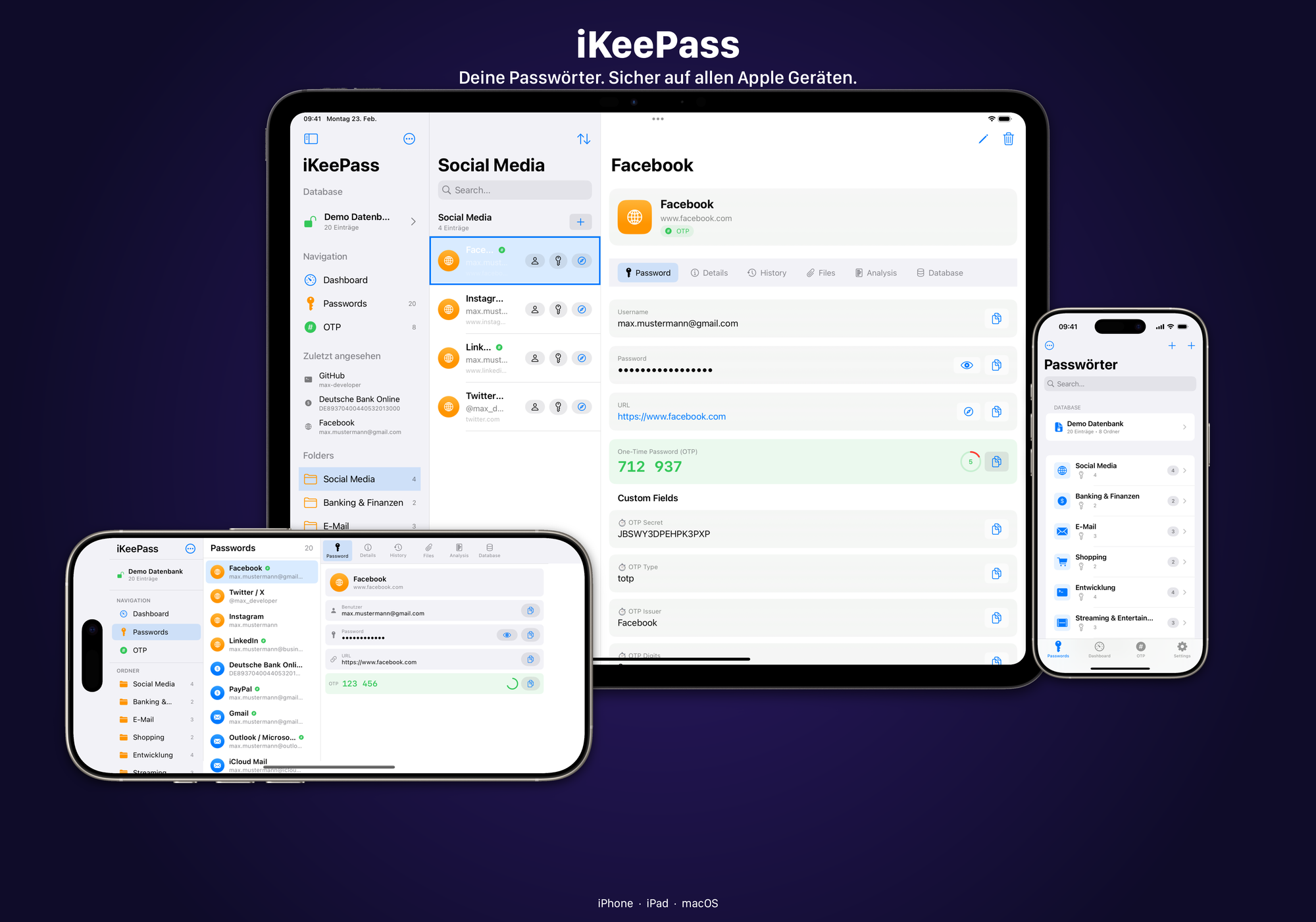iKeePass auf iPhone, iPad und Mac